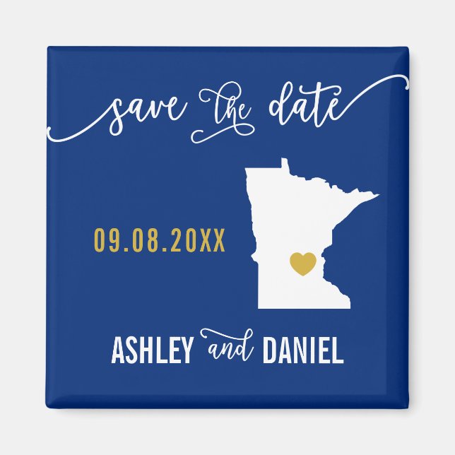 Imã Marinho Minnesota Wedding Save the Date Map (Frente)