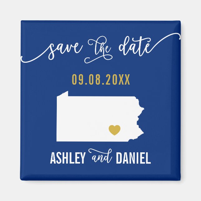 Imã Marinho Pennsylvania Wedding Save the Date Map (Frente)