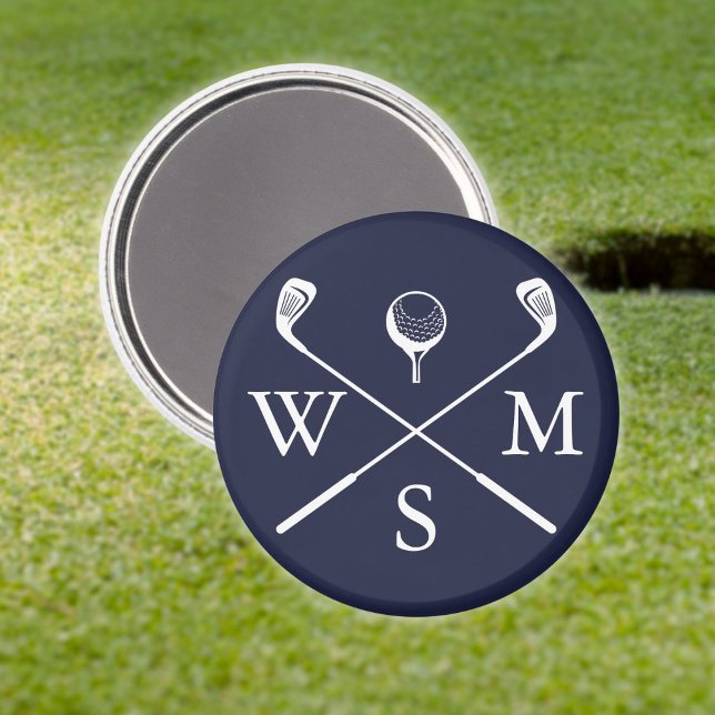 Imã Marinho personalizado de monograma personalizado a (Personalized Custom Monogram Navy Blue Magnet)