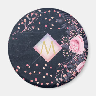 Imã Marinho Rosegold Monograma Oferece Girly Floral Pi