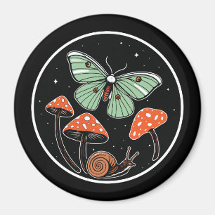 Imã Mariposa Mística com Cogumelos e Caracol