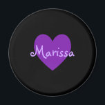 Imã Marissa em Purple<br><div class="desc">Bonito design de nome de coração roxo para Marissa. Um presente bonito para as meninas.</div>