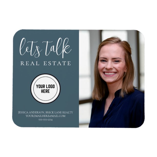 Ímã Marketing Imobiliário Azul Profissional (Horizontal)