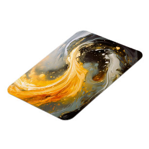 Ímã Mármore Abstrato Dourado Ondas Modernas
