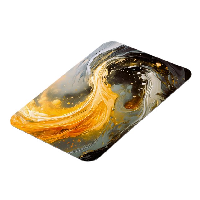 Ímã Mármore Abstrato Dourado Ondas Modernas (Left Side)