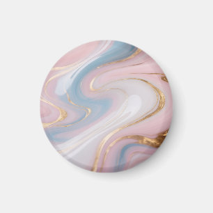 Imã Mármore Abstrato Redemoinho Rosa Azul Dourado