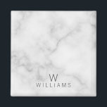Imã Mármore Branco com Monograma Personalizado e Nome<br><div class="desc">Adicione um toque de estilo exclusivo ao seu decoro doméstico com este Marble Branco com Monograma Personalizado e Imagem de Nomes com monograma e nome no estilo de letra sans serif moderno da cinza em fundo de mármore branco. Perfeito como presente de casa, presente de casamento, presente de feriado, presente...</div>