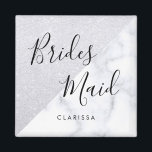 Imã Mármore branco legante e dama de prata<br><div class="desc">Na moda em falso brilho prateado e mármore branco.</div>