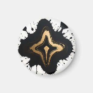 Imã Mármore Fluido Abstrato Luxo Dourado Preto