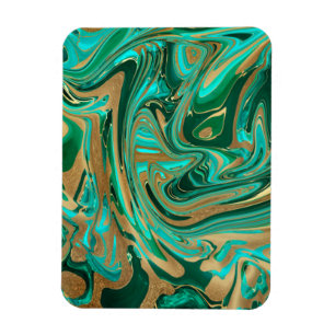 Ímã Mármore Líquido Verde e Dourado