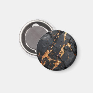Imã Mármore Preto Elegante com Veias Douradas Arte Mod