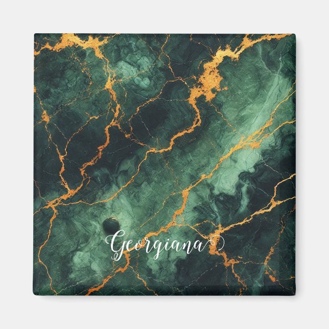 Imã Mármore Verde e Dourado da Floresta Automática Per (Frente)