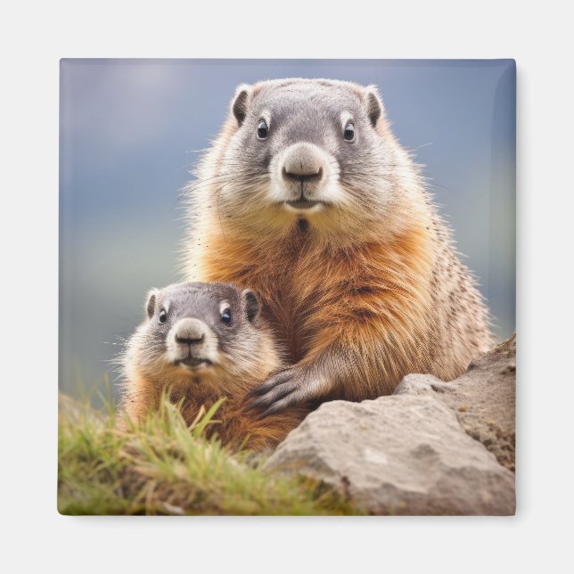 Imã Marmot Animal Wilderness Beauty Freedom Love (Frente)