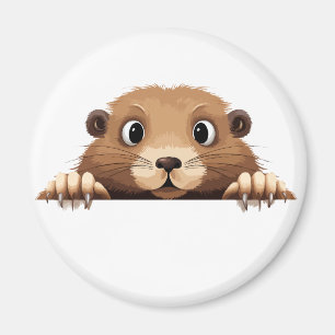 Imã Marmot Peeking Bonito Adorável Animação Engraçado