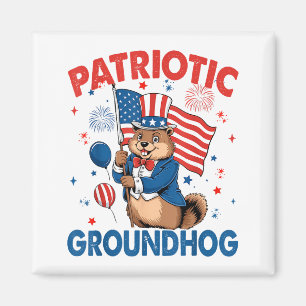 Imã Marmota Patriótica Bandeira Americana 4 De Julho
