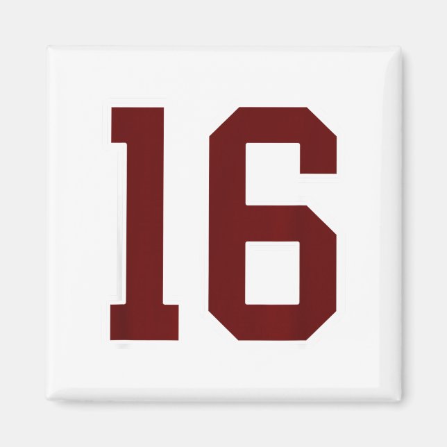 Imã Maroon And White Number 16 Jersey Player Uniform # (Frente)