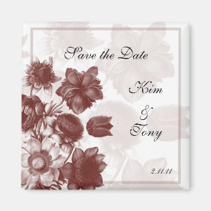 Imã Maroon Elegant Flower Wedding Favor Magnets