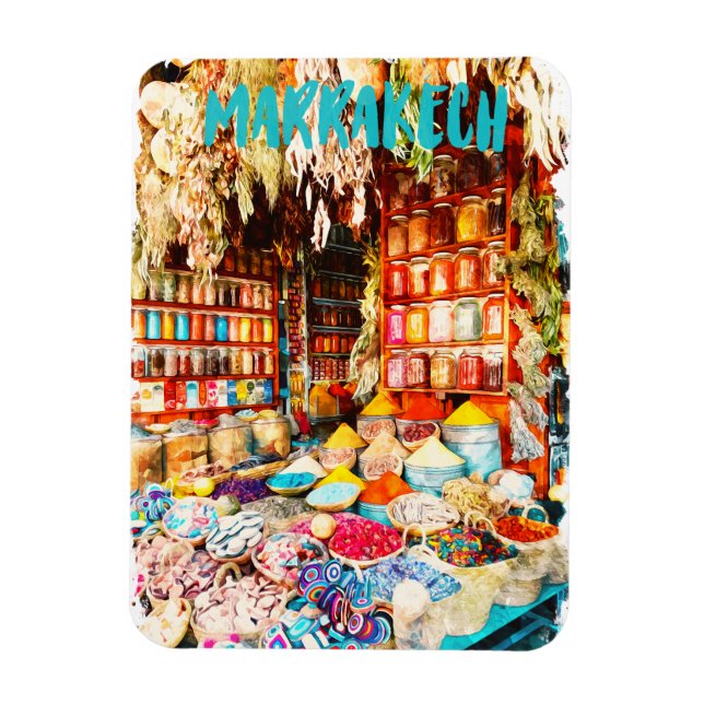 Ímã Marrakech Marrocos Market Bazaar (Vertical)
