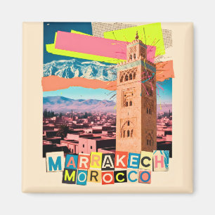 Imã Marrakech Marrocos Viagem Koutoubia Skyline Vintag