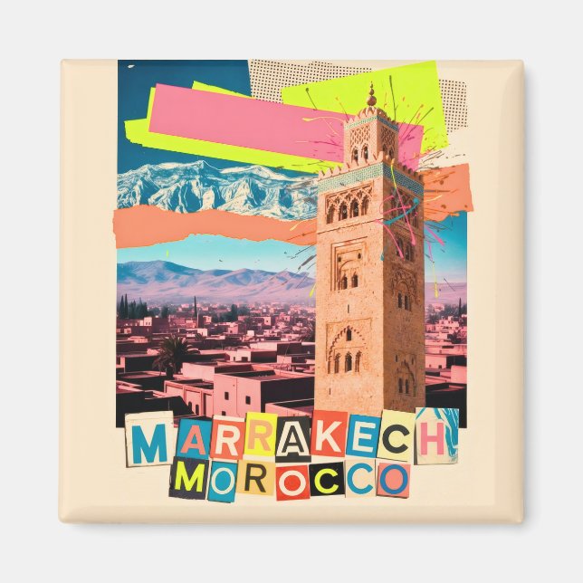 Imã Marrakech Marrocos Viagem Koutoubia Skyline Vintag (Frente)