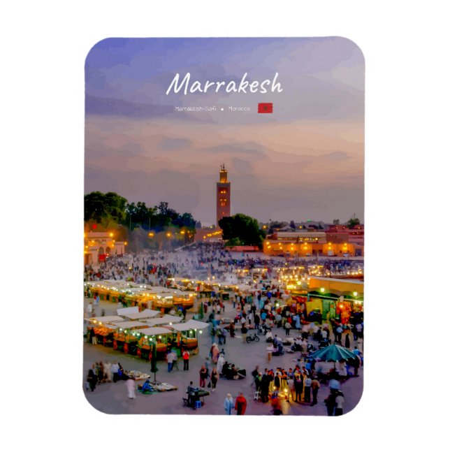 Ímã Marrakesh, Marrocos - Praça Jemaa el Fnaa Arredond (Vertical)