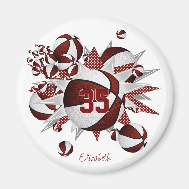 Imã marrom personalizado das bolas de basquete (Frente)