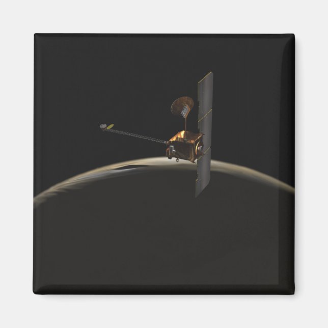 Imã Mars Odyssey naves sobre o nascer do sol marciano (Frente)