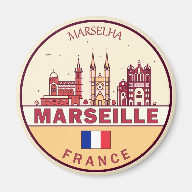 Imã Marselha França City Skyline Emblem (Frente)