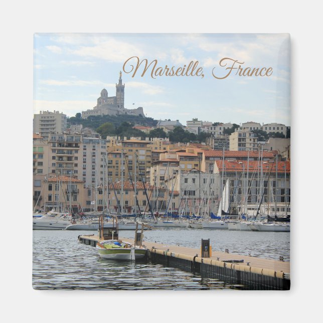 Imã Marselha França Harbor Viagem Magnet (Frente)