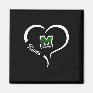 Imã Marshfield Rams Logotipo Half Heart Slogan Hs