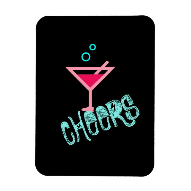 Ímã Martini - Arte de Pop, Rosa e Turquesa com Álcool (Vertical)