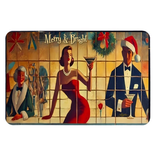 Ímã Martini de última chamada da véspera de Natal retr (Horizontal)