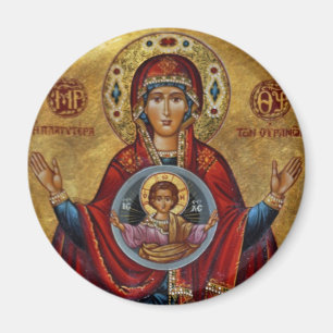 Imã Mary do século XV icónica com criança do cristo