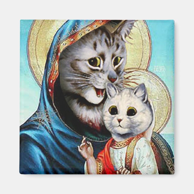 Imã Mary e Baby Jesus Gatinhos Magnet (Frente)