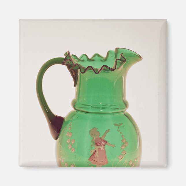 Imã Mary Gregory green jug com esmalte disparado (Frente)