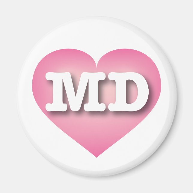 Imã Maryland Pink Fade Heart - Eu amo MD (Frente)