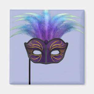Imã Máscara de Carnaval de Mascarada Roxa Arte de Fest