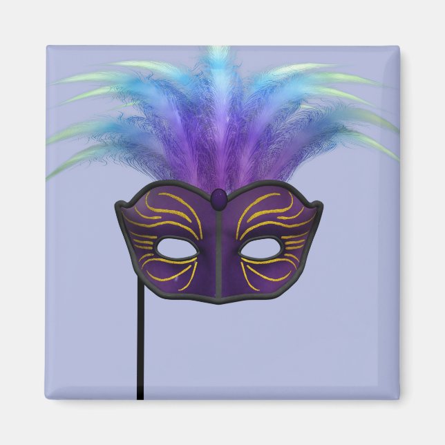 Imã Máscara de Carnaval de Mascarada Roxa Arte de Fest (Frente)