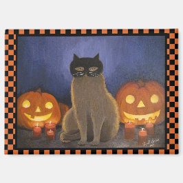 Imã Máscara de Gato de Halloween & Abóbora de Hallowee