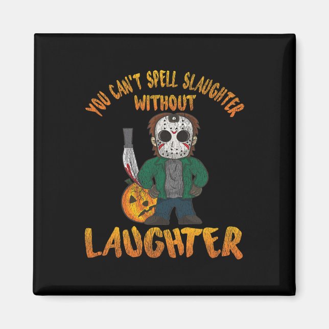 Imã Máscara de hóquei engraçada de Halloween assustado (Frente)