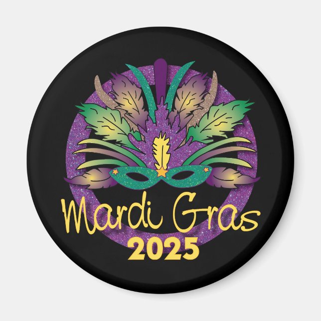 Imã Máscara de Ímã do Mardi Gras - 2025 (Frente)