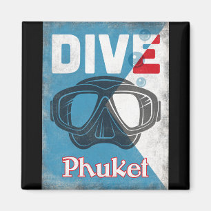 Imã Máscara de mergulho do Phuket Vintage Scuba