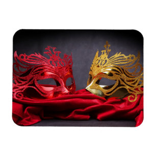 Ímã Máscara decorada do mascarada no veludo vermelho