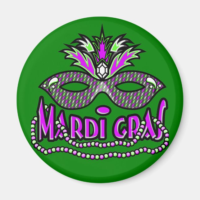 Imã Máscara e Miçangas de KRW Mardi Gras (Frente)