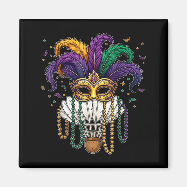 Imã Máscara engraçada de Badminton Mardi Gras Contas p (Frente)