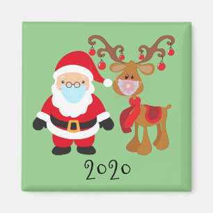 Imã Máscara engraçada do Papai Noel Rudolph 2020