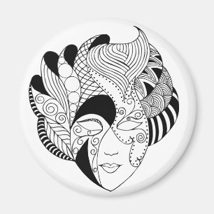 Imã máscara preto e branco do lineart