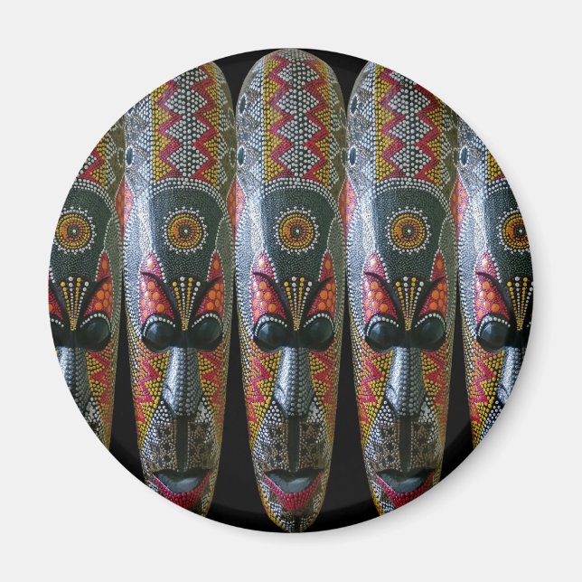 Imã Máscara Tribal Africana Pintada À Mão (Frente)