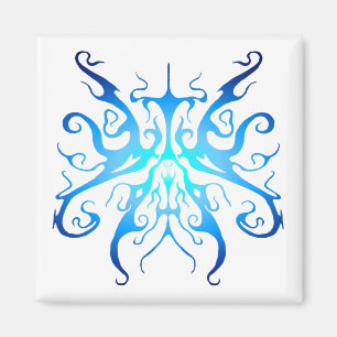 Imã Máscara Tribal Azul Elegante Design Abstrato