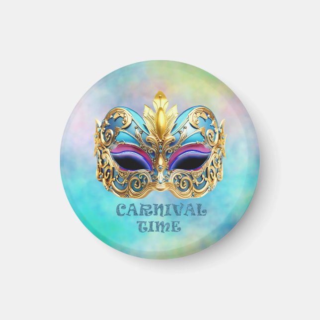 Imã Máscara Venectiana refinada em um fundo colorido (Frente)